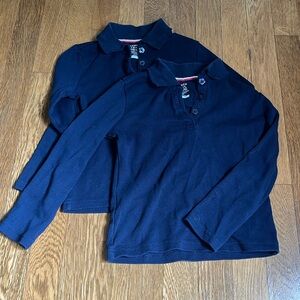 French Toast Long Sleeve Uniform Polos - Set of 2 - Navy - Size XS (4-5)